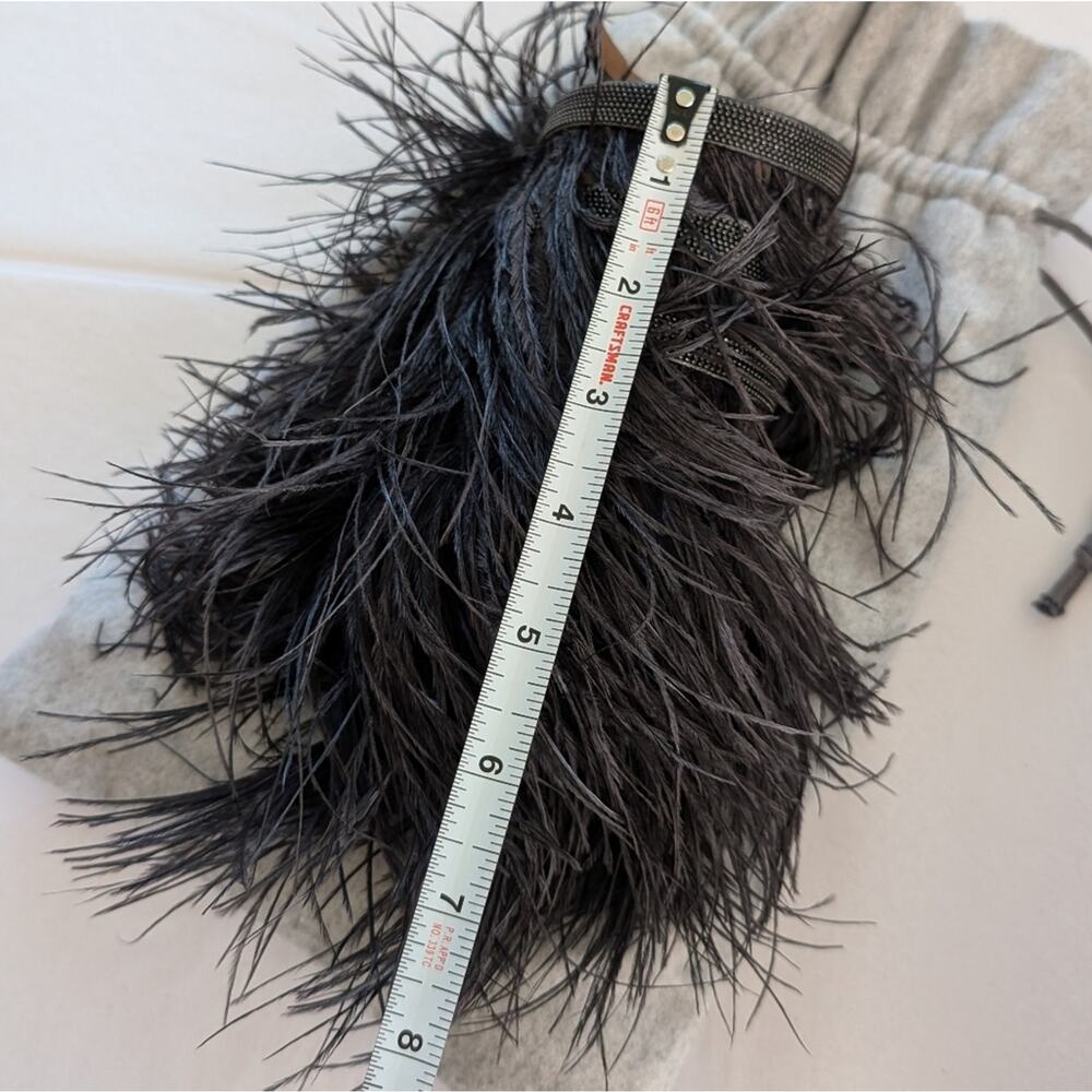 Brunello Cucinelli Gray Feather/Leather/Gunmetal Cuff Bracelet - Picture 7 of 7